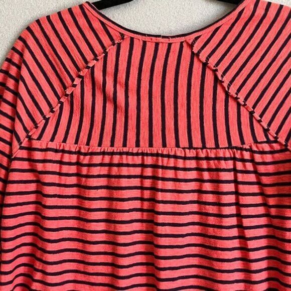 Cut Loose Long Sleeve Top XS Striped Red/Navy Ruched Back Nautical Lagenlook - Picture 10 of 12